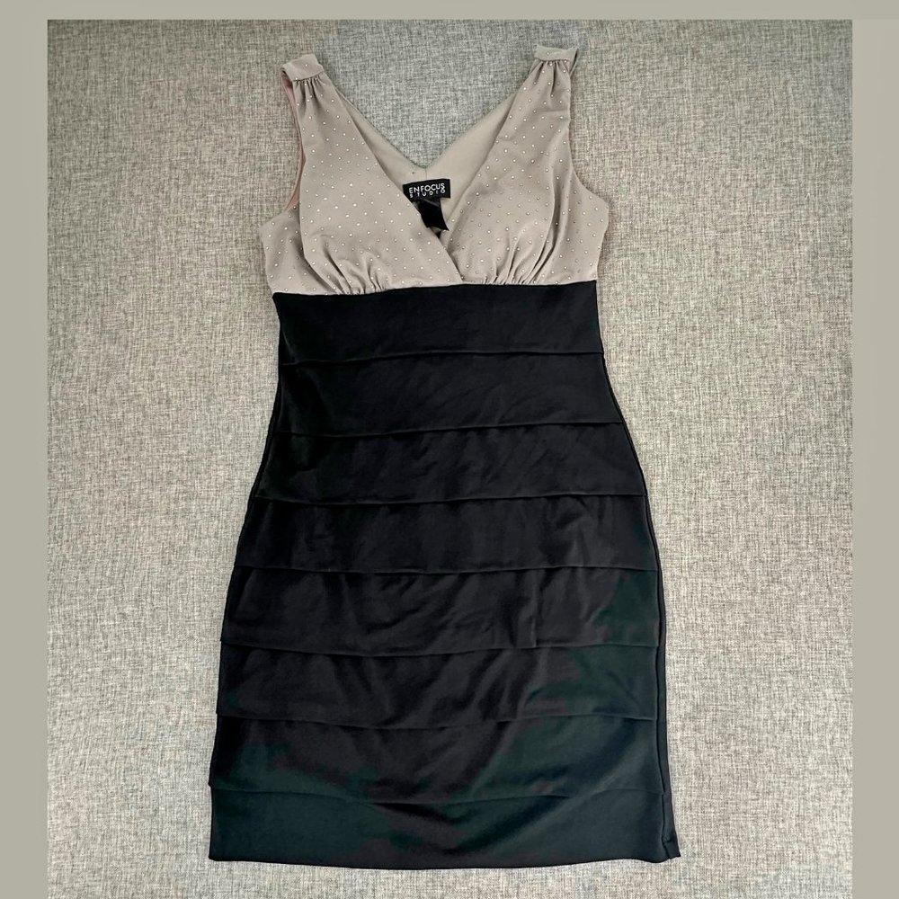 Enfocus Cocktail Dress Tiered Sleeveless  V-Neck Studded Party‎ Evening Dance 4